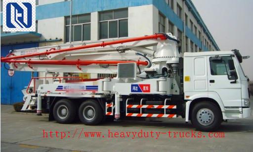 SHMC Cement Pump Truck 37m Boom , Air Cooling Concrete Pumping Trucks