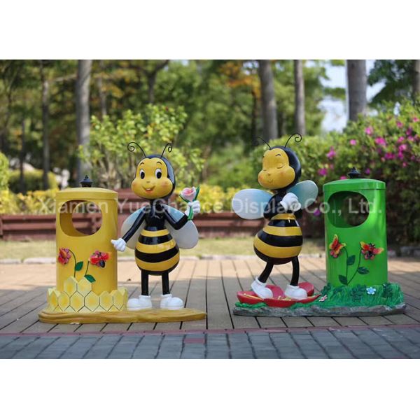 Statues de personnage de dessin animé d'abeille de fibre de verre décoratives