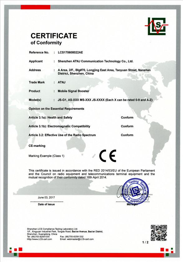 Shenzhen Atnj Communication Technology Co., Ltd. Сертификации