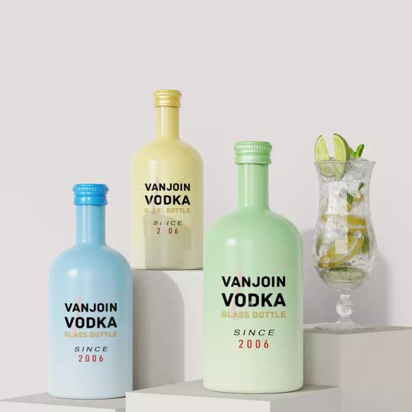 Produced Thick Bottom Vodka Whisky Sherry Glass Bottle with Decal Surface Handling