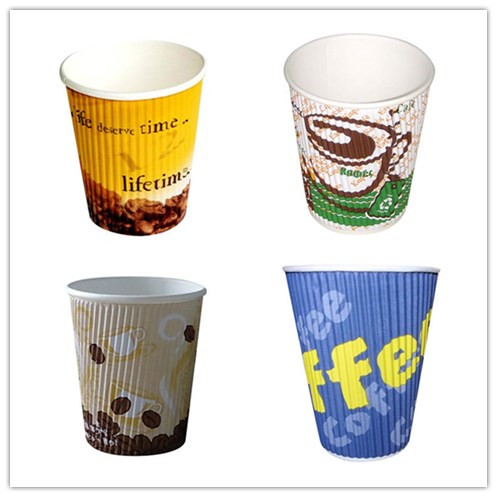 8 OZ Ripple Paper Cups Brown Blue Yellow Multi Colors Printed