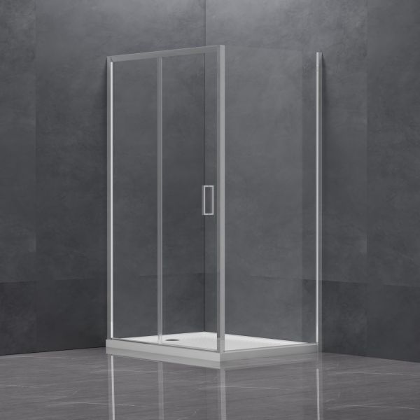 Vertical Handle Direction Shower Enclosure with Single Sliding Door Tempered Glass