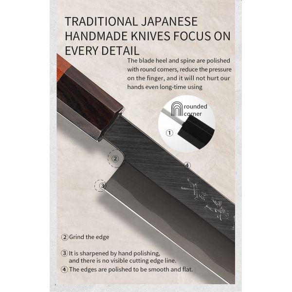 300mm Yanagiba Sushi Knife with Aogami Blue Steel #2 Core, DLC Coating, and Single Bevel Edge