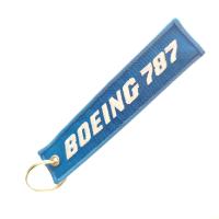 Boeing 787 Aviation Keychain Gift | Deep Blue & Brass Ring | Machine-Washable Embroidery​