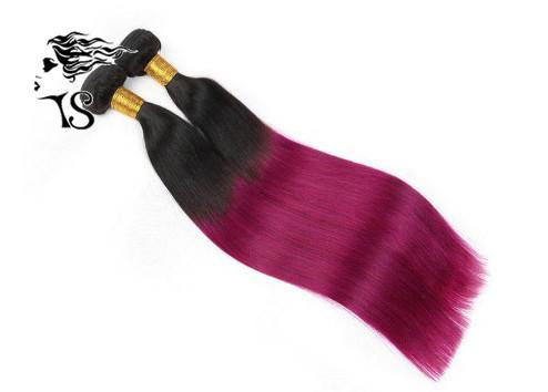 Black To Purple Ombre Hair Extensions 7A 100% Indian Virgin Hair Extensions Straight