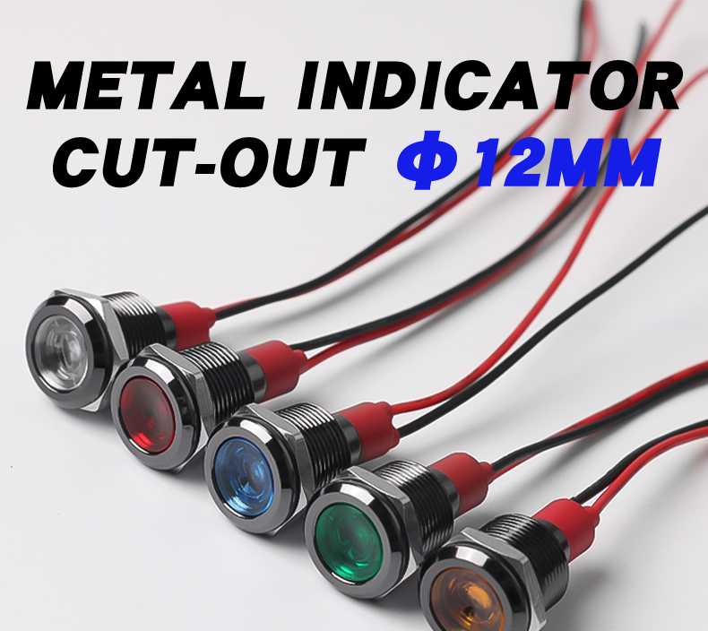 Versatile 12mm Black Metal LED Indicator Lights Oxidized and Durable Compatible with 3V 6V 12V 24V 110V 220V