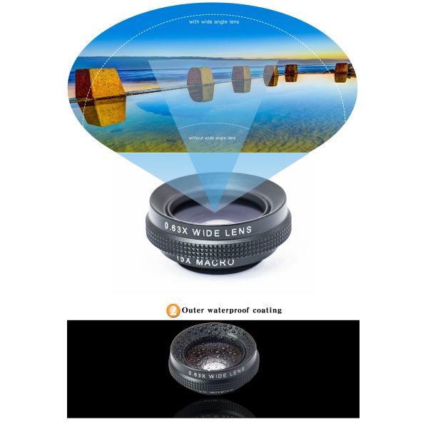 Black Alloy DSLR Camera Lens , Optical Glass 0.63X Wide Angle Digital Slr Camera Lens Filters
