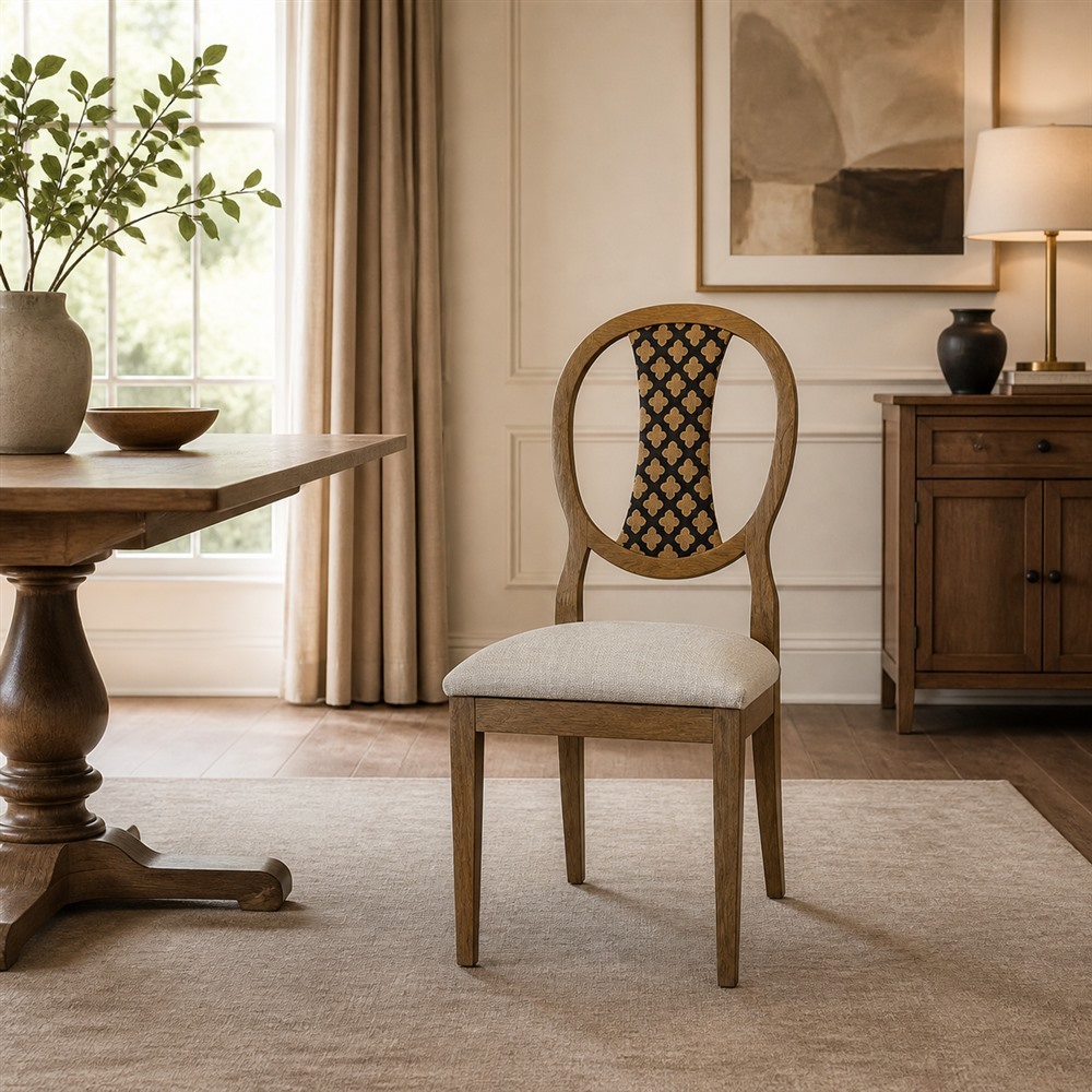 Oval Pierced Back Upholstered Dining Chair CYC-057