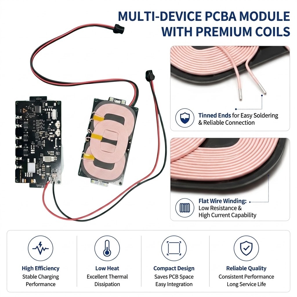 Customized High Power Qi-Compliant Wireless Charging Transmitter Coil with Litz Wire