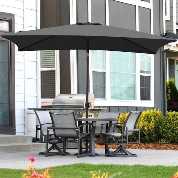 Patio Umbrellas 9' Light Beige, Outdoor Umbrella Market Table Umbrellas with Push Button Tilt and Crank