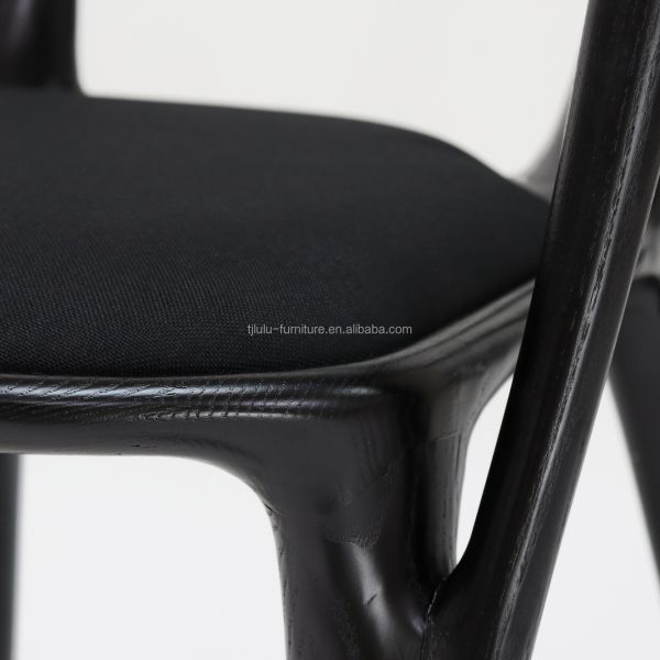 2024 Vintage Nitrolacquer Finish Madera Artística Muebles personalizados Tejido Tapicería Silla de comedor para restaurante