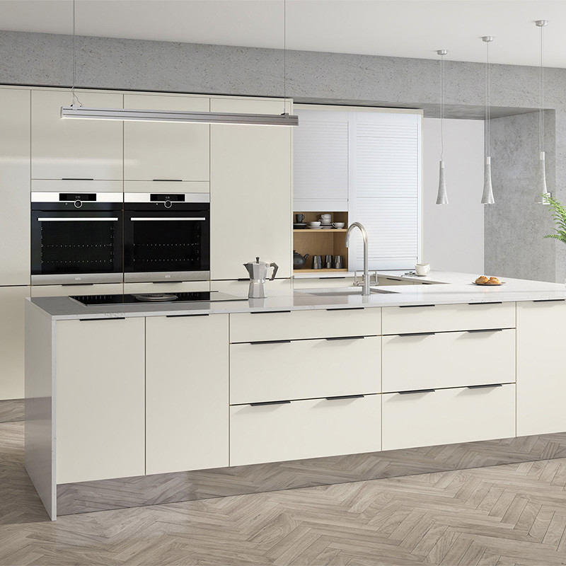 Upgrade Your Kitchen with Top Veneer and Lacquer Finish Modern White Island Cabinets