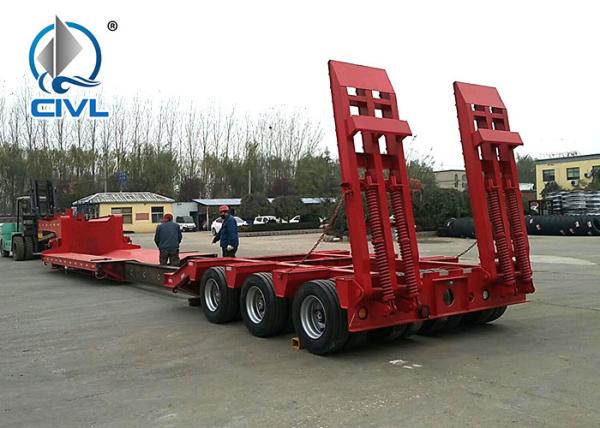 Flatbed Manual Semi Trailer Trucks 4 Axles with Four Double Air Chamber