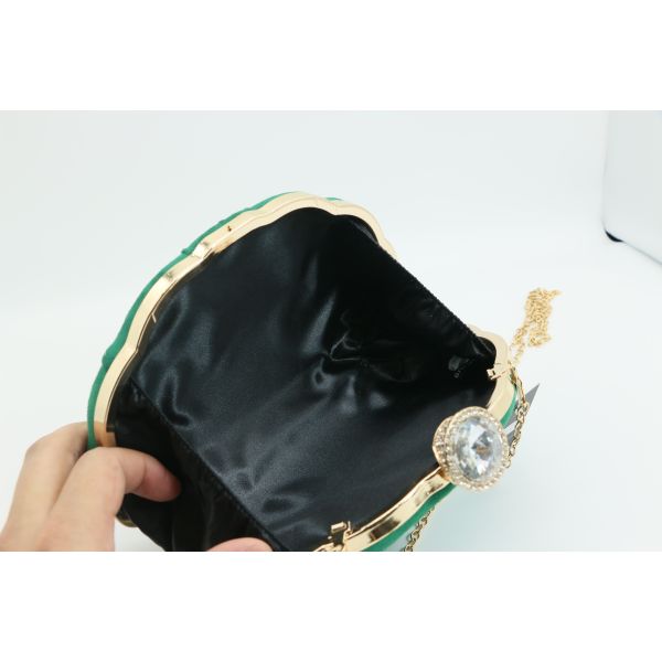 Fashion Green Evening Handbag , Dinner Clutch Bag Diamond Inlaid 21cm×14.5cm