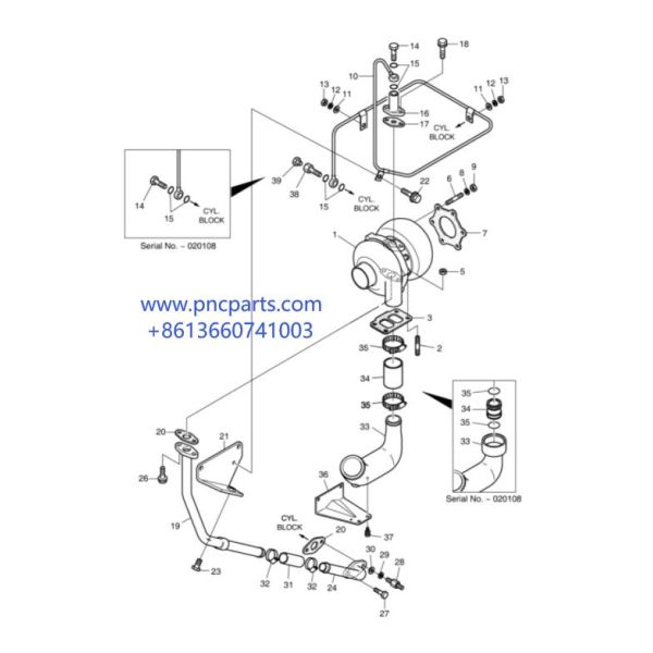 Doosan Solar 300LC-V DH300-7 DE08 Engine Turbocharger 65.09100-7082