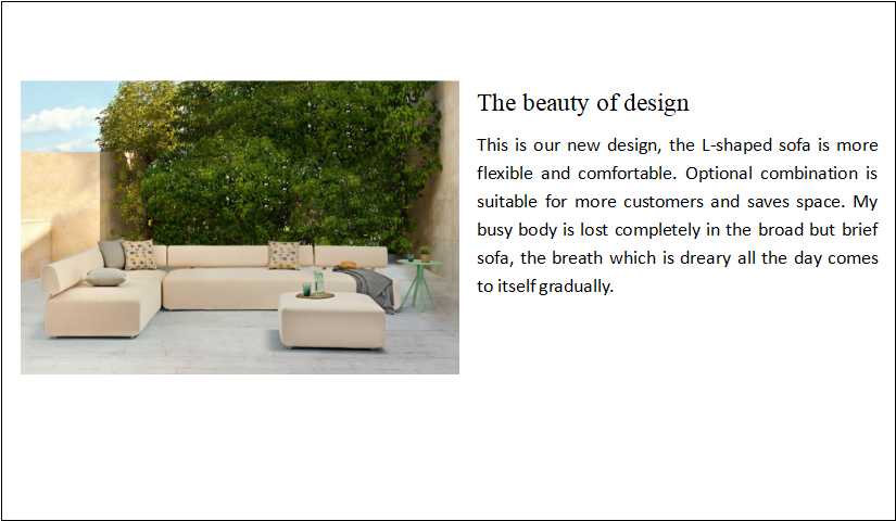 Set of Modern Design Style L Shape Couch for Patio Garden Outdoor Furniture