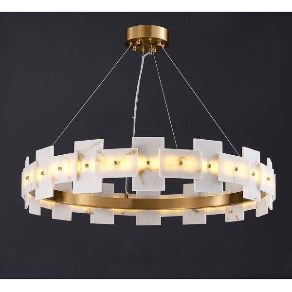 Led Creative Chandelier For Living Room White Ring Marble Chandelier(WH-MI-318)