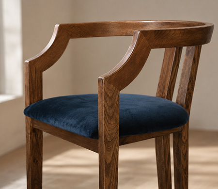 Custom Curved Wood Upholstered Dining Chair | CYC-006