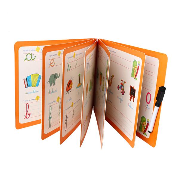 CMYK Full Color Early Educational Kids Playing Cards Printing Book With Removable Pen