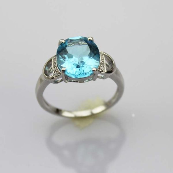 Fashion Jewelry 925 Silver 9mmx11mm Oval Amethyst Gemstone Ring with Cubic Zircon  (R260)