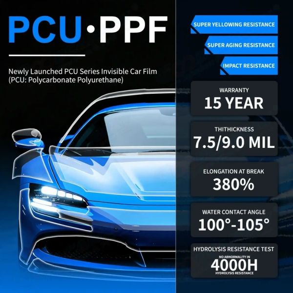 Enhanced PCU Car Paint Protection Film 7.5mil UV Block High Clarity