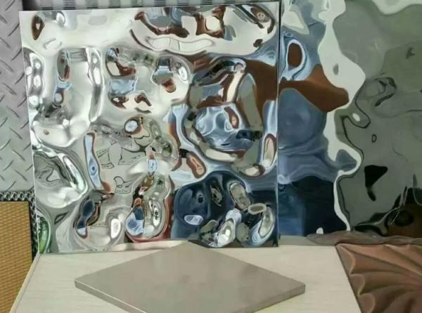 Ripple Stainless Steel Sheets Gold Mirror Finish For Hotels Villa Lobby Interior Decoration 201 304 316
