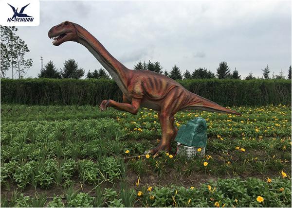 Outside Zoo Park Decorative Realistic Dinosaur Models Water And Smoke Spraying