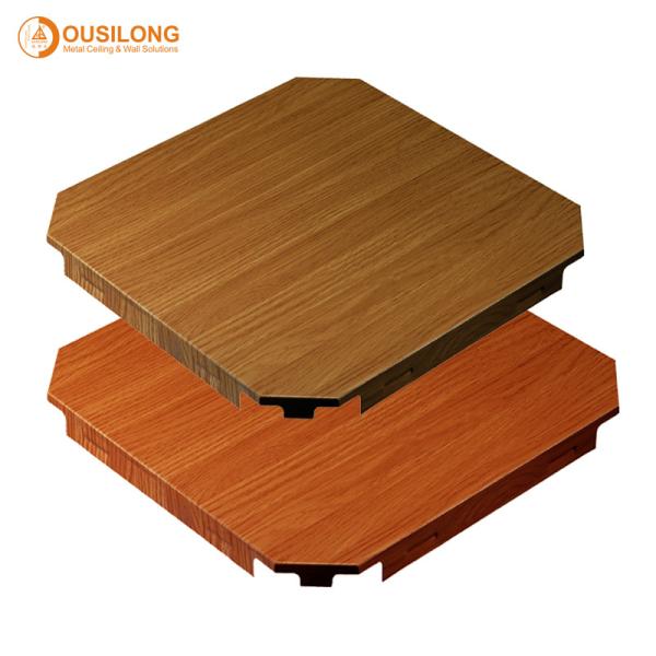Fireproof Suspended Aluminum / Aluminium Clip In Ceiling Wooden Color Acoustic Metal Ceiling Panel