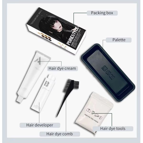 Herbal  Permanent Homeuse Hair Dye Kit Raw Material Ammonia Free  OEM Available Hair Dye Factory Whoelsale