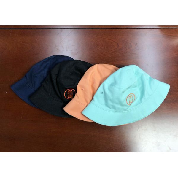 Popular customized colors 100% cotton twill flat embroidery logo bucket hats caps