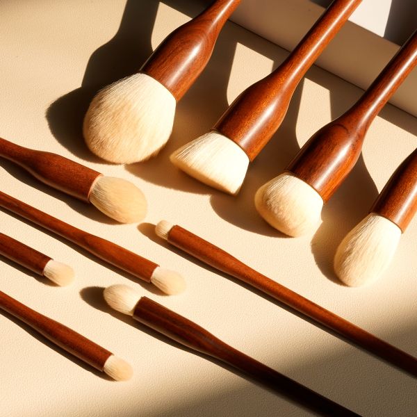 10-Piece Makeup Brush Set with Ultra-Soft Bristles and Solid Wood Handles for Professional Application