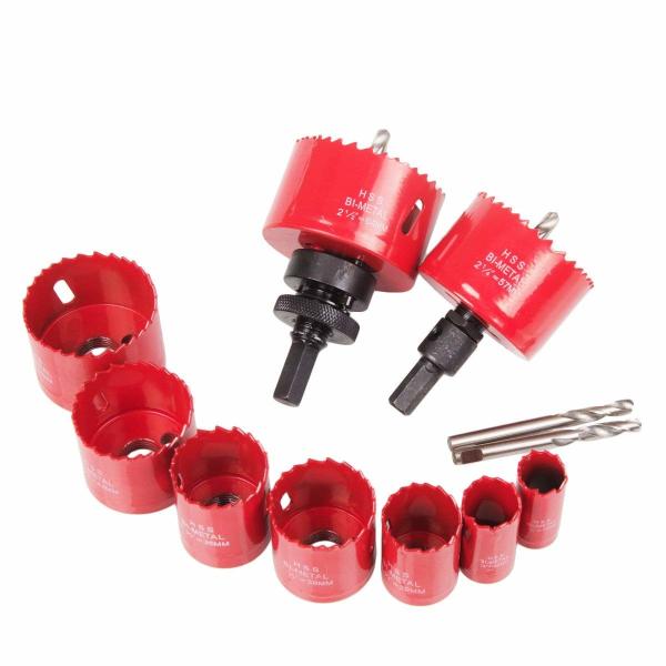 3/4-2 1/2 HSS Bi-Metal Hole Saw Set with Mandrel & Adapter