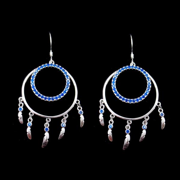Brincos de prata de suspensão da gota do zircão azul indiano americano do estilo para o casamento