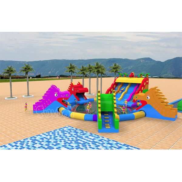 Kids Waterproof Inflatable Water Park Dragon Slide