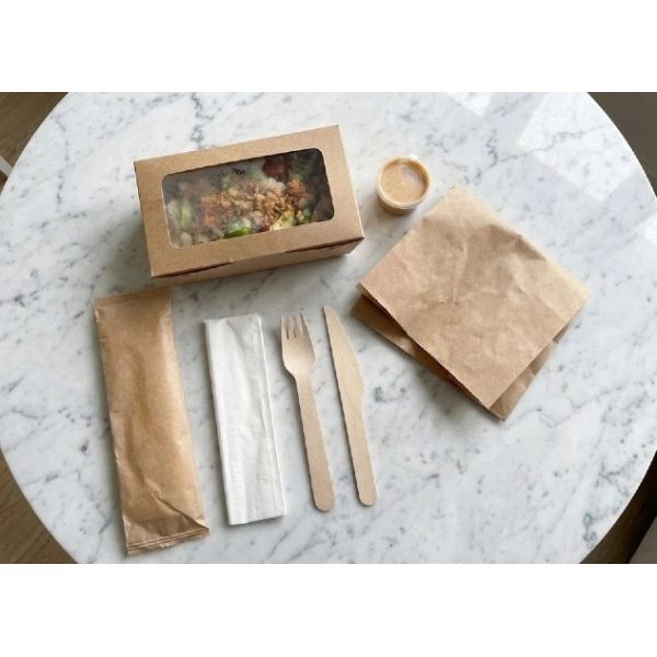 3 In 1 Disposable Wooden Cutlery Set Knives And Forks Smooth Birch For Horeca & Catering