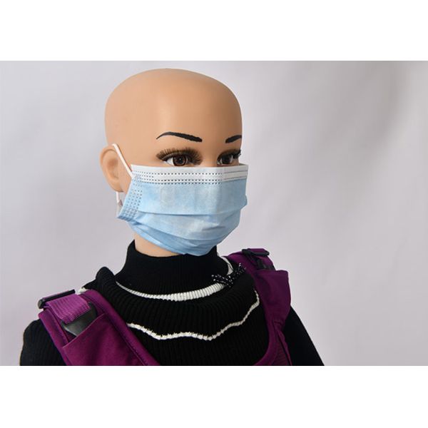 Non Woven Disposable Face Mask Blue Surgical Mouth Mask 3 Layer For Hospital