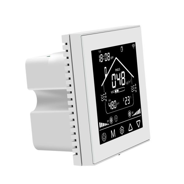 Intelligent LCD Fresh Air Controller 3 Speed Ventilation Fan Timing Control Panel With Air Quality Monitor