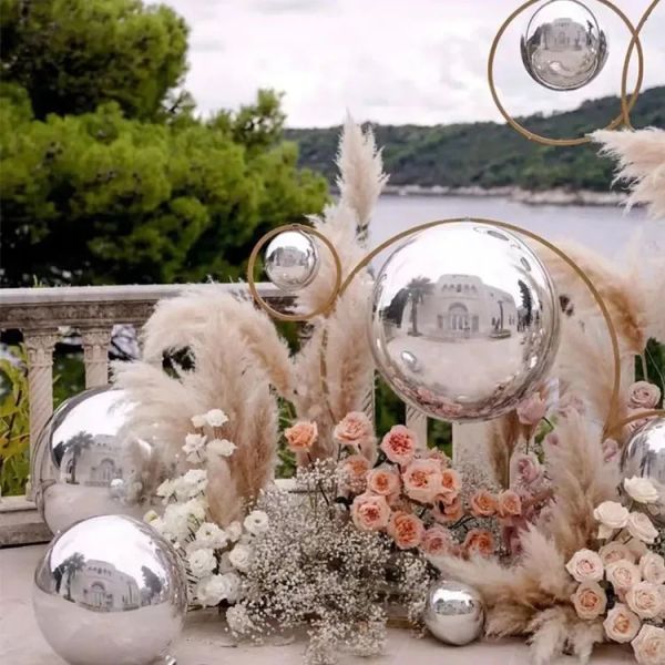 Домашнее украшение 100 см Лазерное серебро ПВХ мяч вешающий материал Прозрачные рождественские дискотеки зеркальные шары