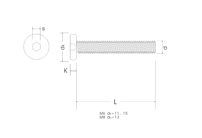 Galvanized Pan Head Bolt , M8 M6 X 50mm Furniture Bolt With Hex Socket