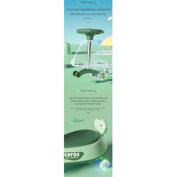 Anti-Rollover Flash Wheel Swing Ride On Scooter Car para niños Cartón Tamaño 69 * 25 * 32cm