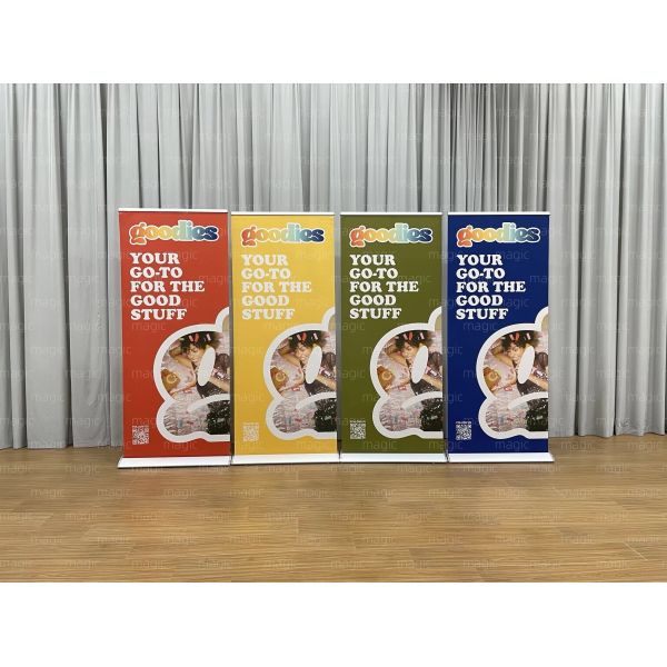 Logo Customized 85*200cm Aluminum Accessory Retractable Banners Display Promotion Roll Up Banner