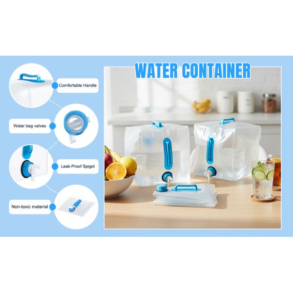 Collapsible Water Container With Spigot, Foldable Camping Water Container Portable Camping Storage Carrier Jug For Outdoors Hiking Emergency Kit Backpack
