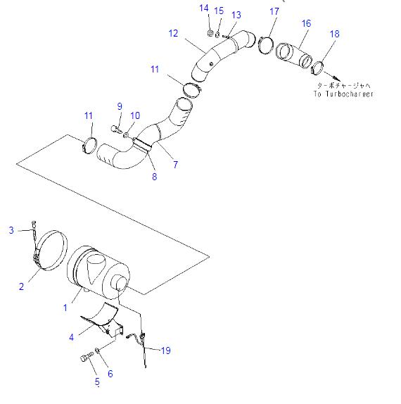 207-01-72160 Air-tuyau appliqué pour des pièces de moteur de PC300-7 PC340NLC-7 PC360-7 PC350-7 KOMATSU