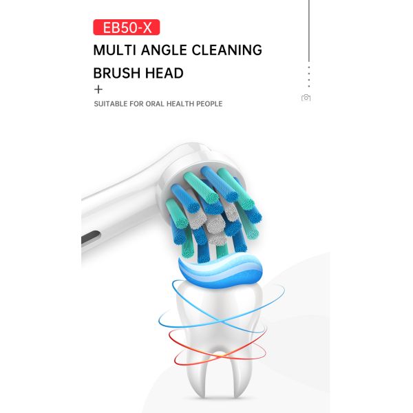 4Pcs 360 Rotating Round Heads Oral Dental Cleaning Replacement Toothbrush Heads