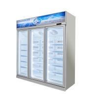 Tres puertas de vidrio en la unidad superior de visualización congelador para productos congelados a baja temperatura