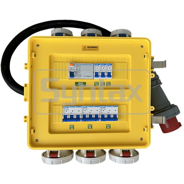 IP67 Waterproof Portable Power Distribution Board 63A/5P with Polycarbonate Resin Construction