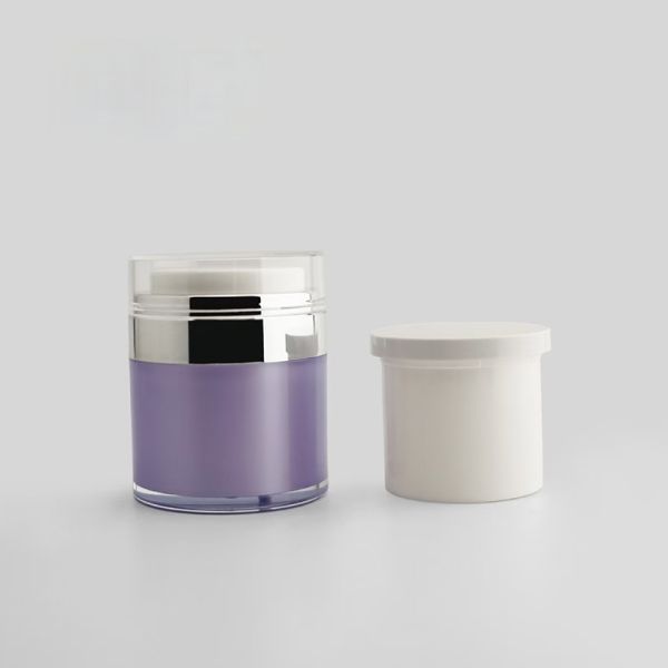 50g Cylinder Shape Replaceable Liner Cream Container Acrylic Material Airless Bottle