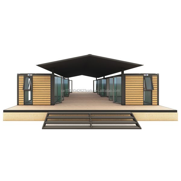 Casa de contenedores grande de 40 pies para hoteles y campesinos Residente de troncos de acero prefabricado Taller/Aula Panel de sándwich