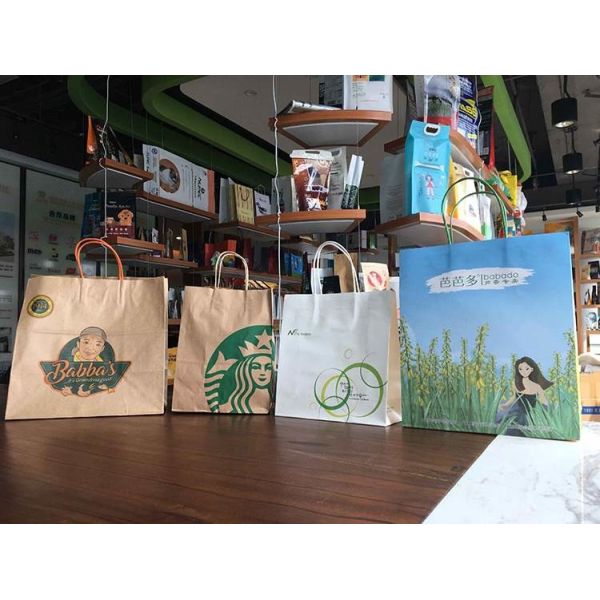 Eco Friendly Carrier White Black Kraft Paper Shopping Bags With Logo