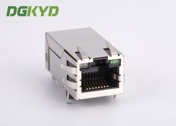 12 Pin Shielded 1000 BASE - TX Industrial Integrated Magnetics RJ45 Connector, Bi-Color LED